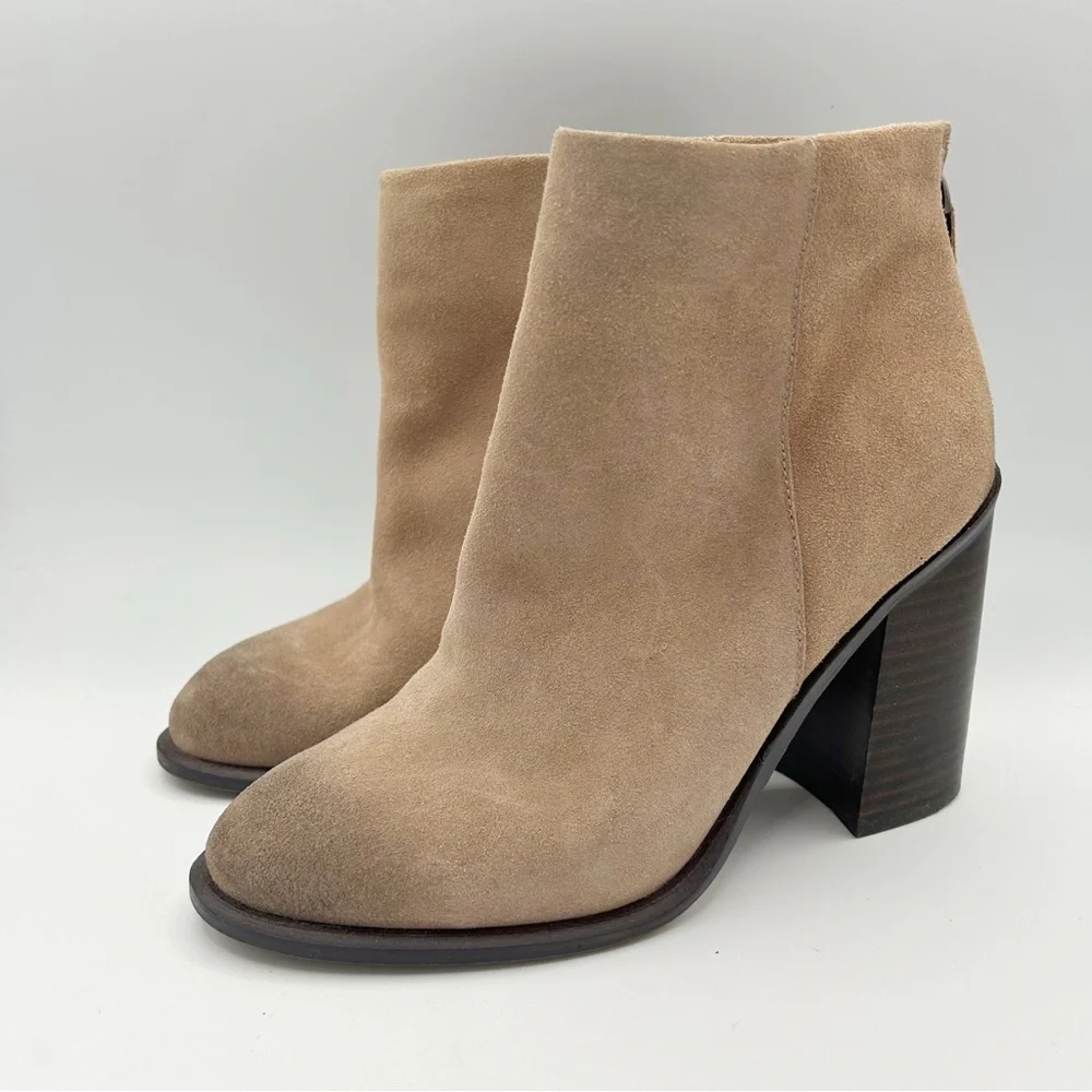 Kelsi Dagger‎ Brooklyn Huron Latte Suede Booties Chunky Heel 7.5