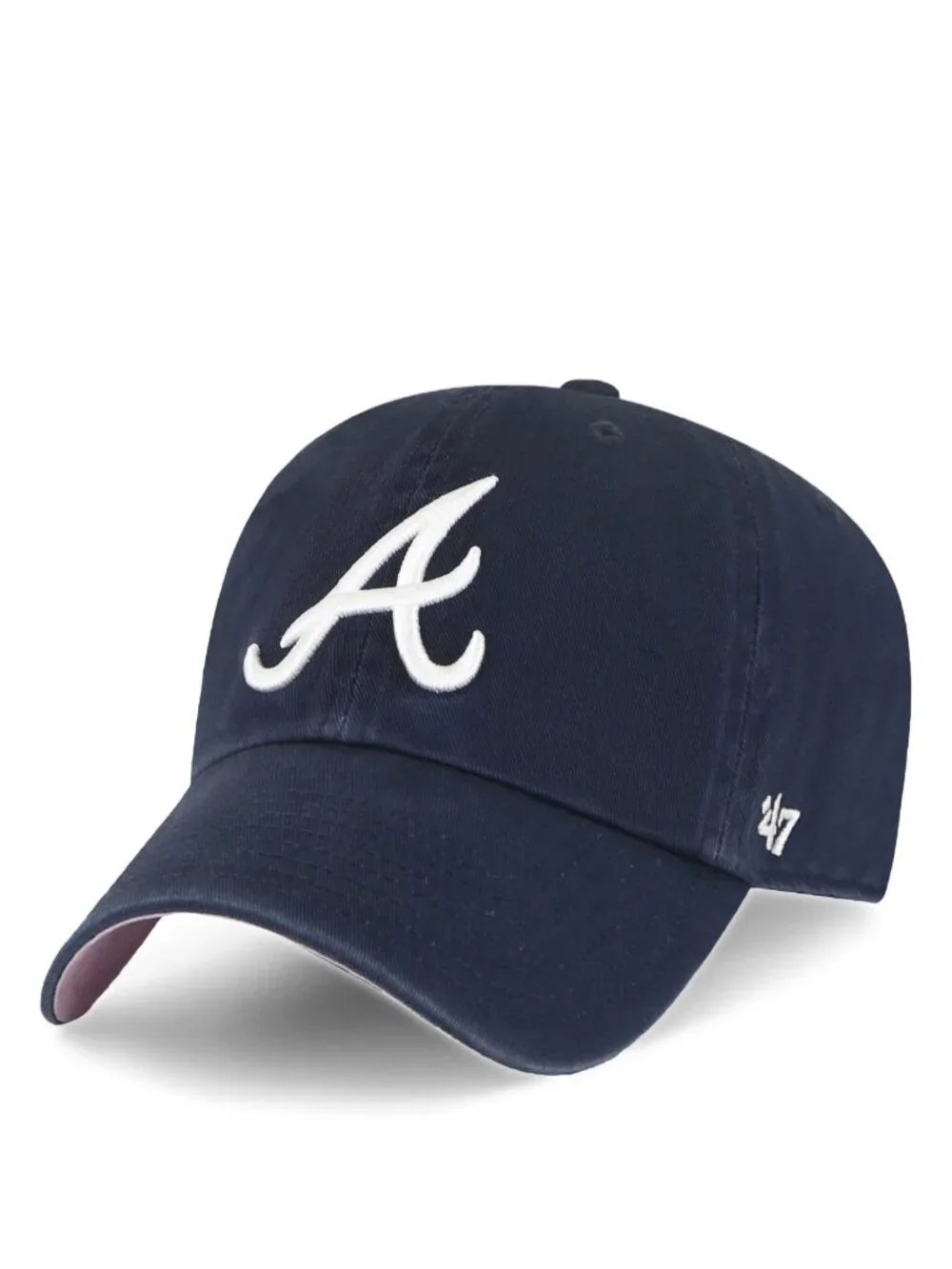 47 Atlanta Braves Ballpark Clean up Dad Hat Baseball Cap (Navy/White/Pink)