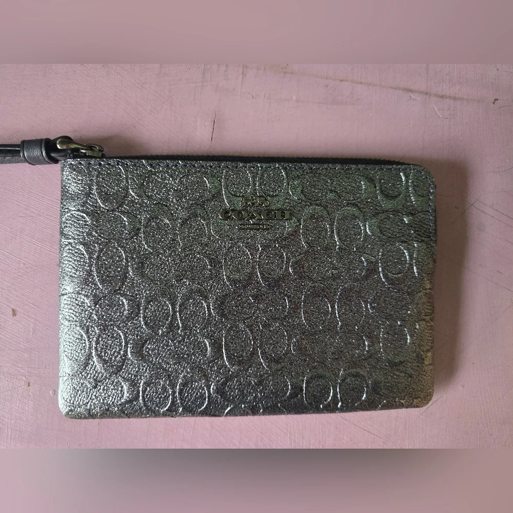 Coach Metallic Black Wristlet