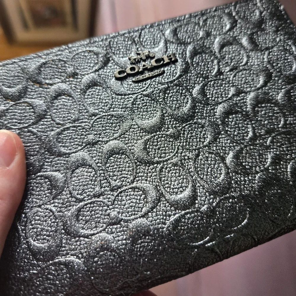 Coach Metallic Black Wristlet