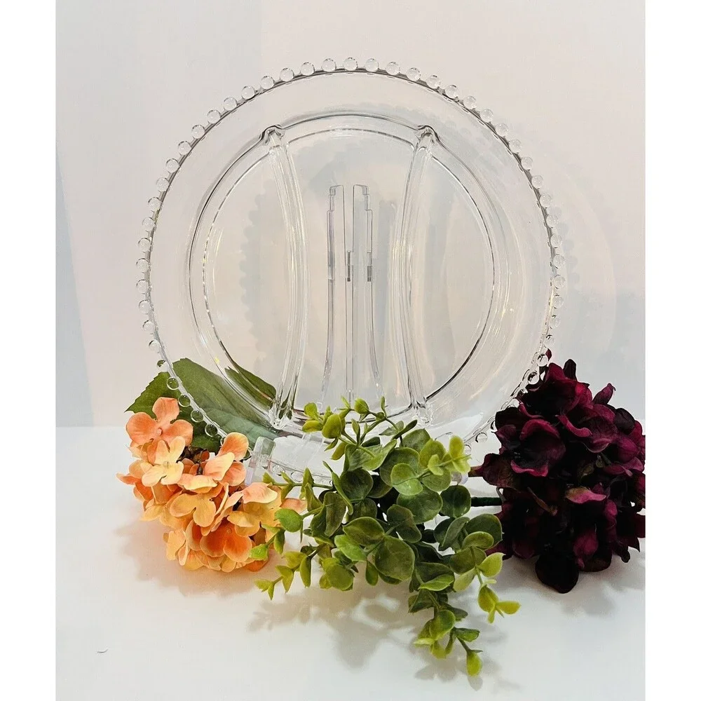 Imperial Glass Candlewick Divided Relish Tray 10” 3 Section Serving Dish VTG