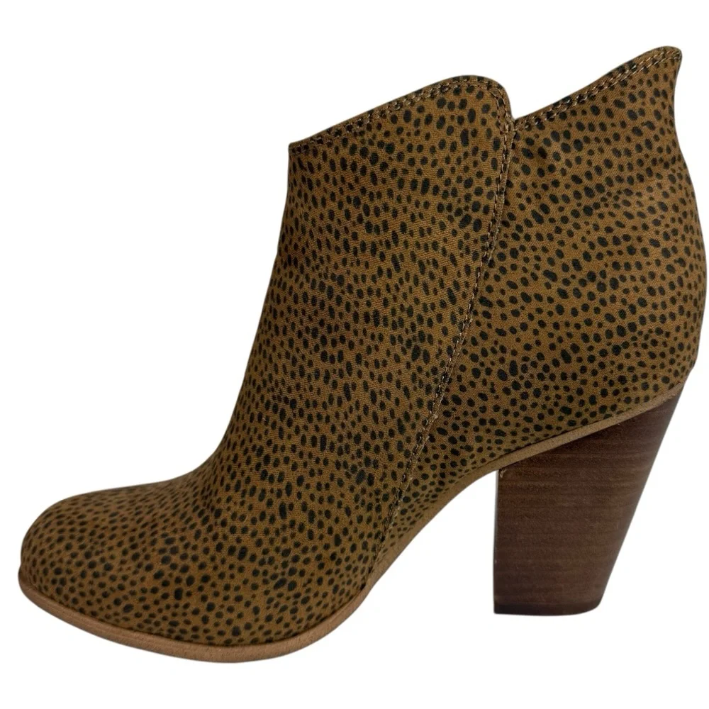 Michael Shannon Womens Ginnie Leopard Side Zip Up Bootie Size 7