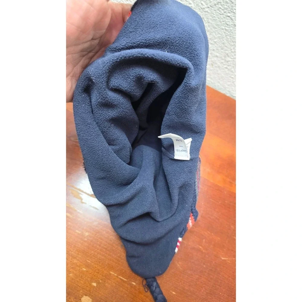 Gap‎ Kids Winter Street Striped Knit Pom-Pom Hat Earflaps & Fleece Lining S/M