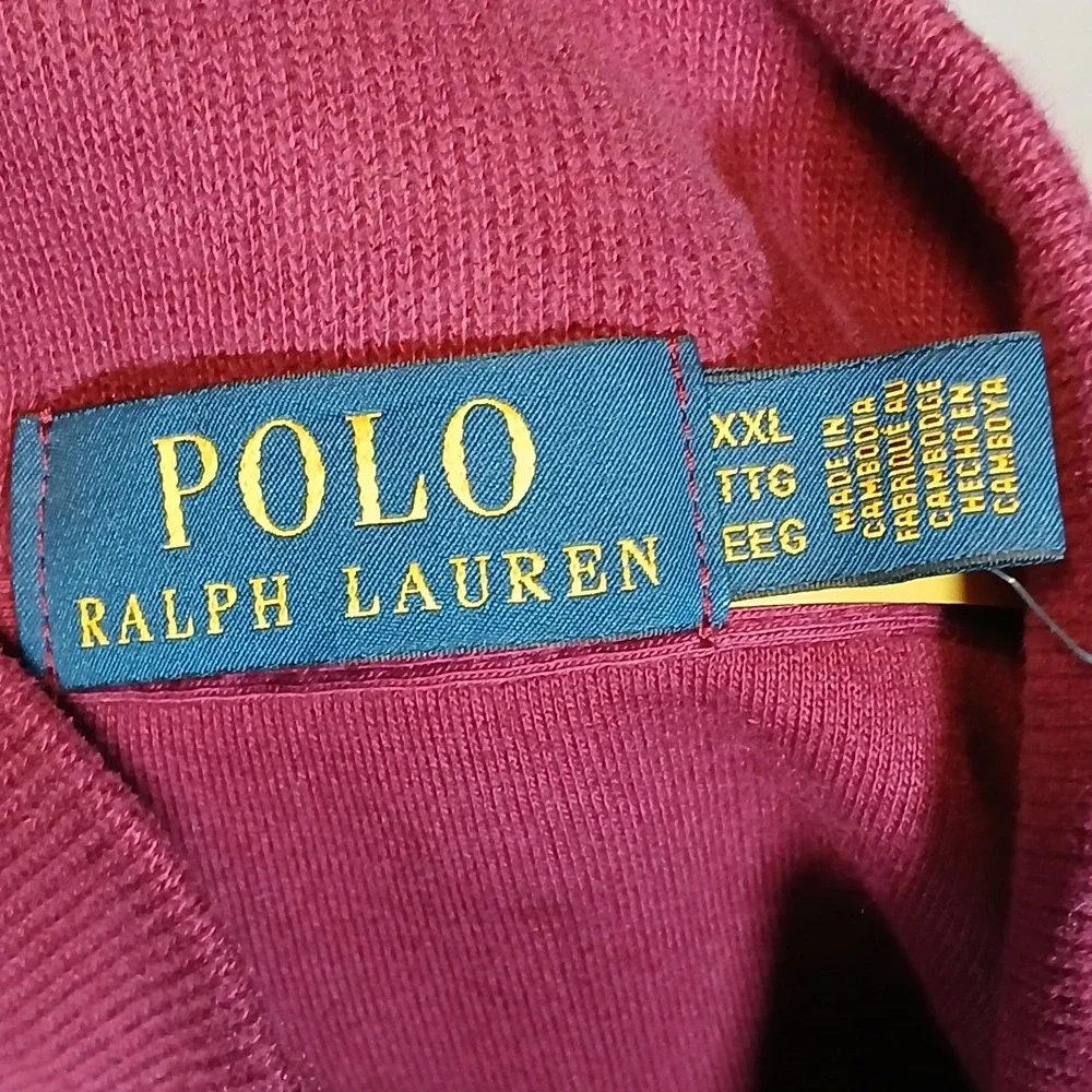 Polo Ralph Lauren Quarter Zip Red Yellow Pony Sweater‎ Men's Size XXL New