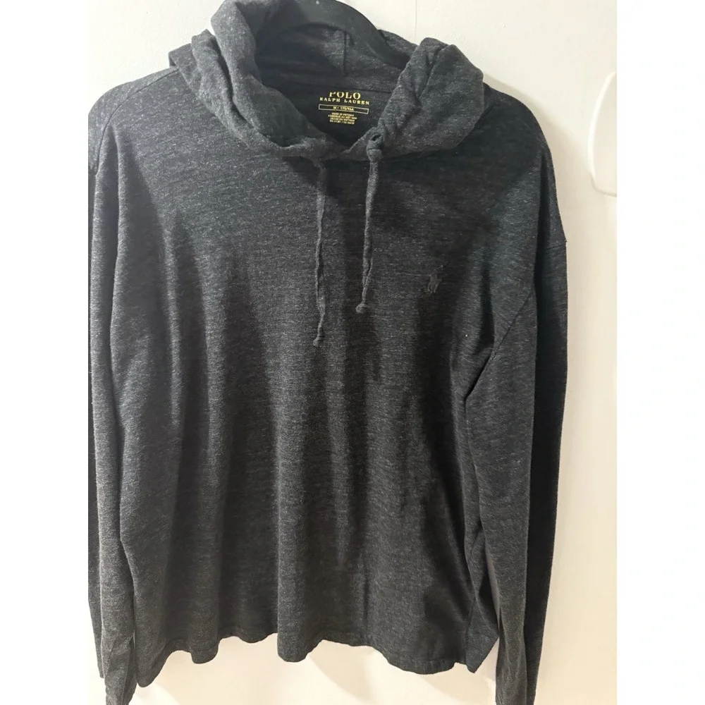 Polo Ralph Lauren Men's‎ Jersey Hooded Tee Shirt Marbled Grey Long Sleeve Med