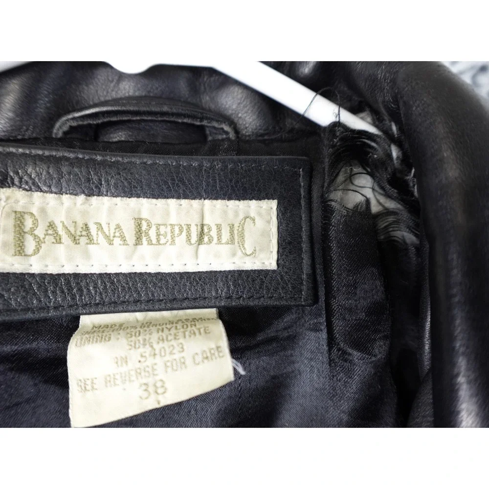 Banana Republic Men's Black Leather Jacket Size 38 Korea Made‎ Vintage Bomber