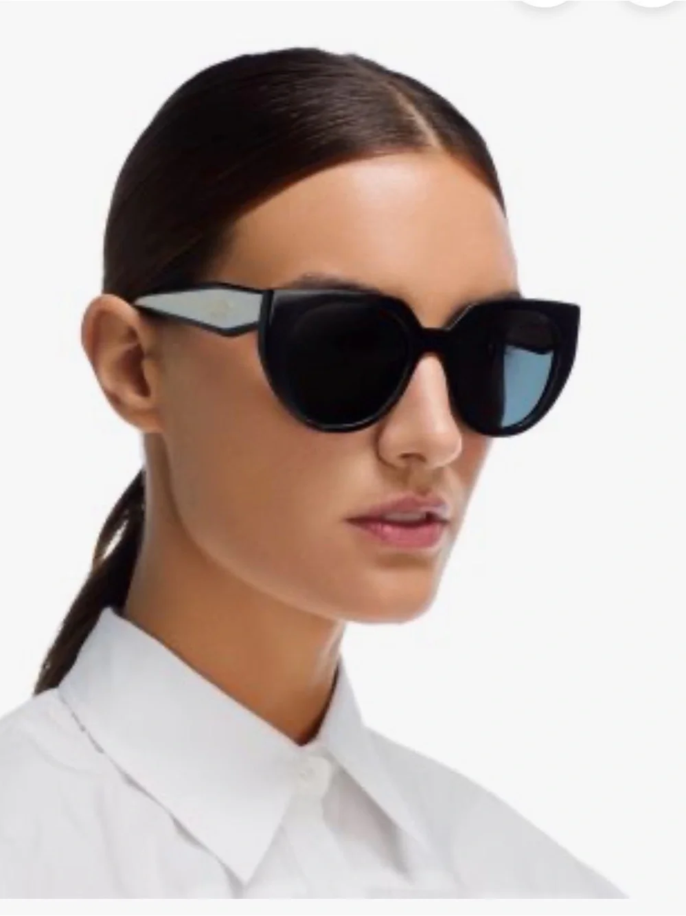 Prada Black Cat-Eye Sunglasses with Silver Temples