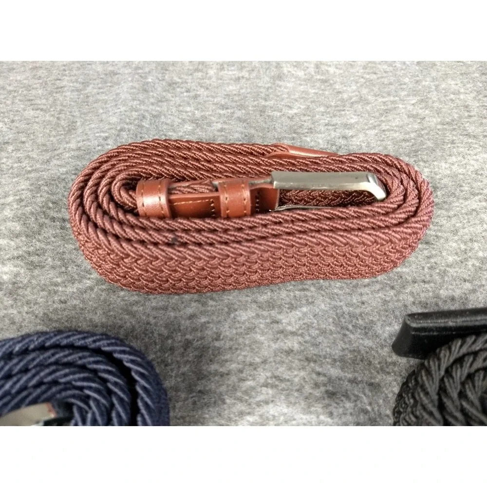 Woven Elastic Braided Belts Set/3  Black‎ Rust Navy Men 44