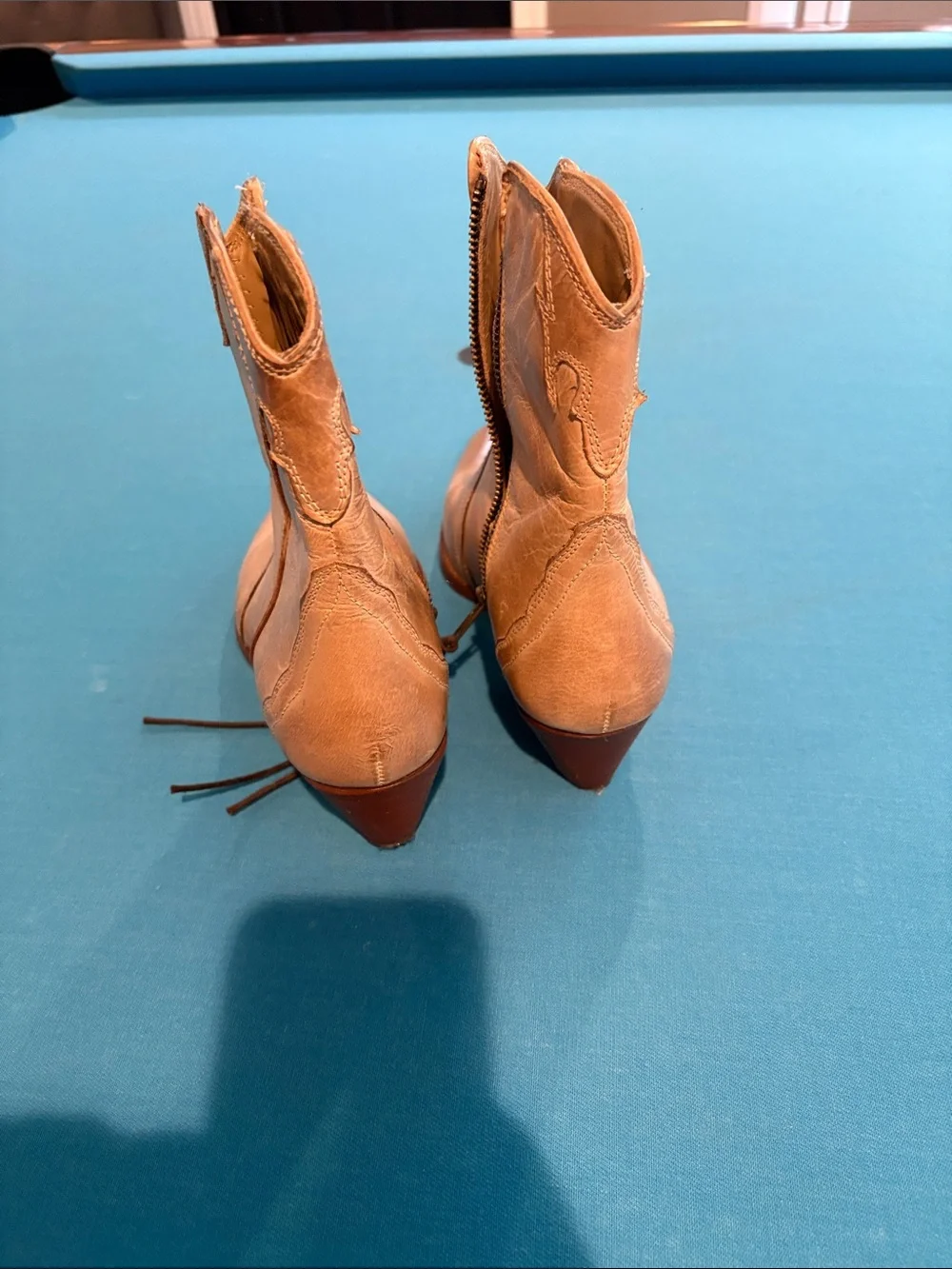 Free People Tan Leather Western Ankle Boots