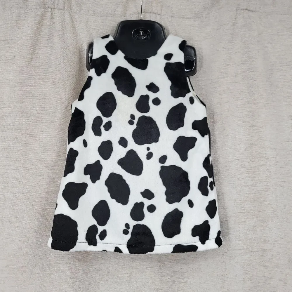 The Children's Place Black and White Girls Cow Print Shift Dress Y2K