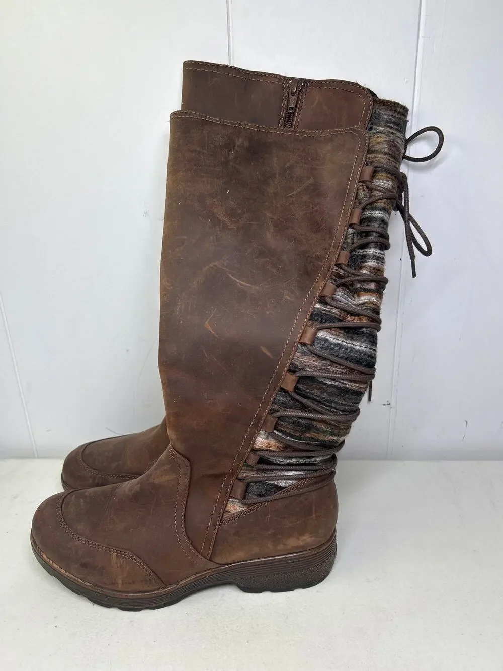 BIONICA Epping Aztec Brown Leather Waterproof Tall Boots Womens 7.5M NWOB