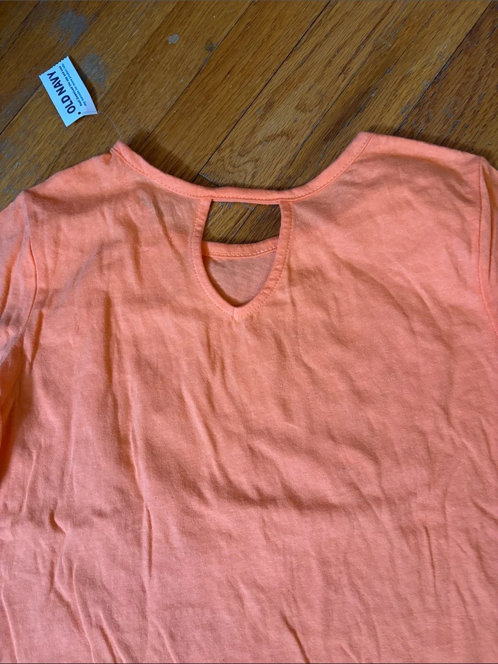 NWT Old Navy Orange Tee with Silver Script 'Girls Can Do Anything'