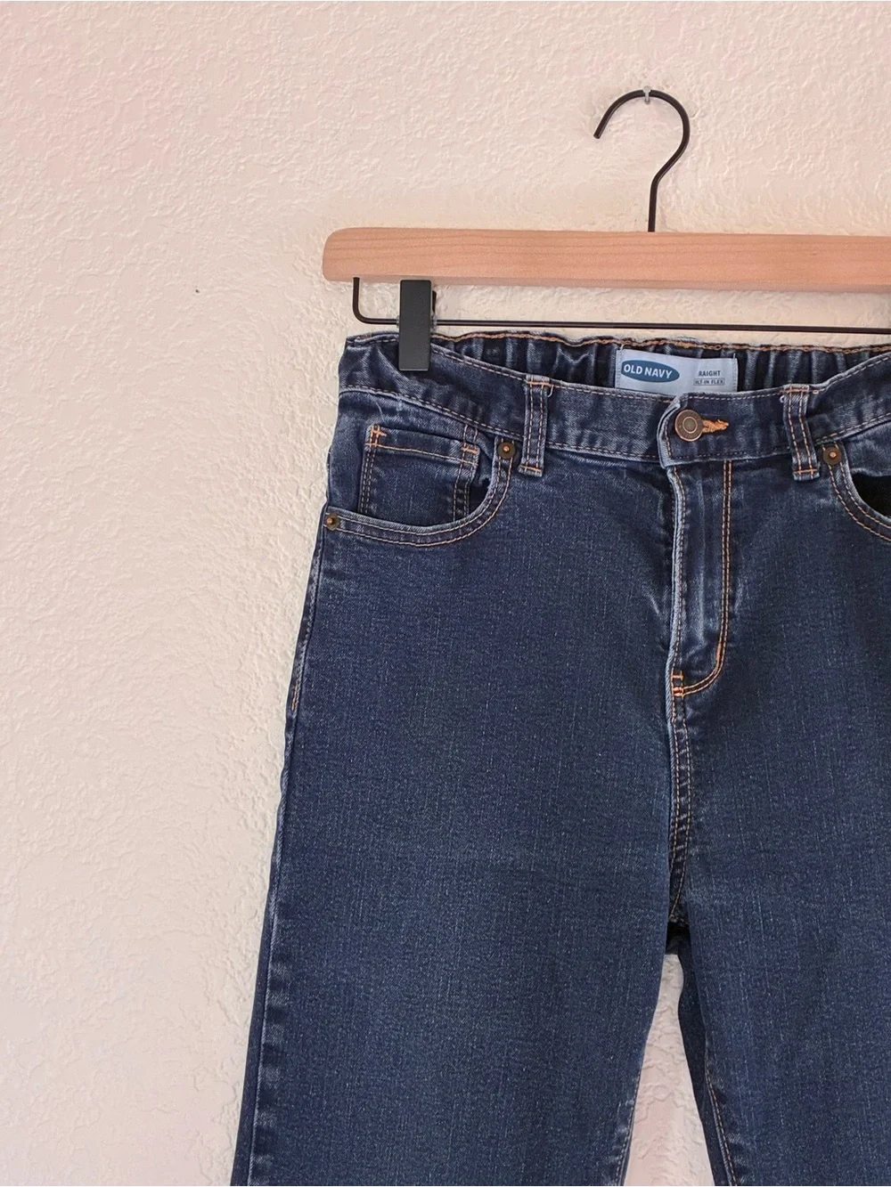 Old Navy | Classic straight mid rise rigid blue denim jeans boys size 18