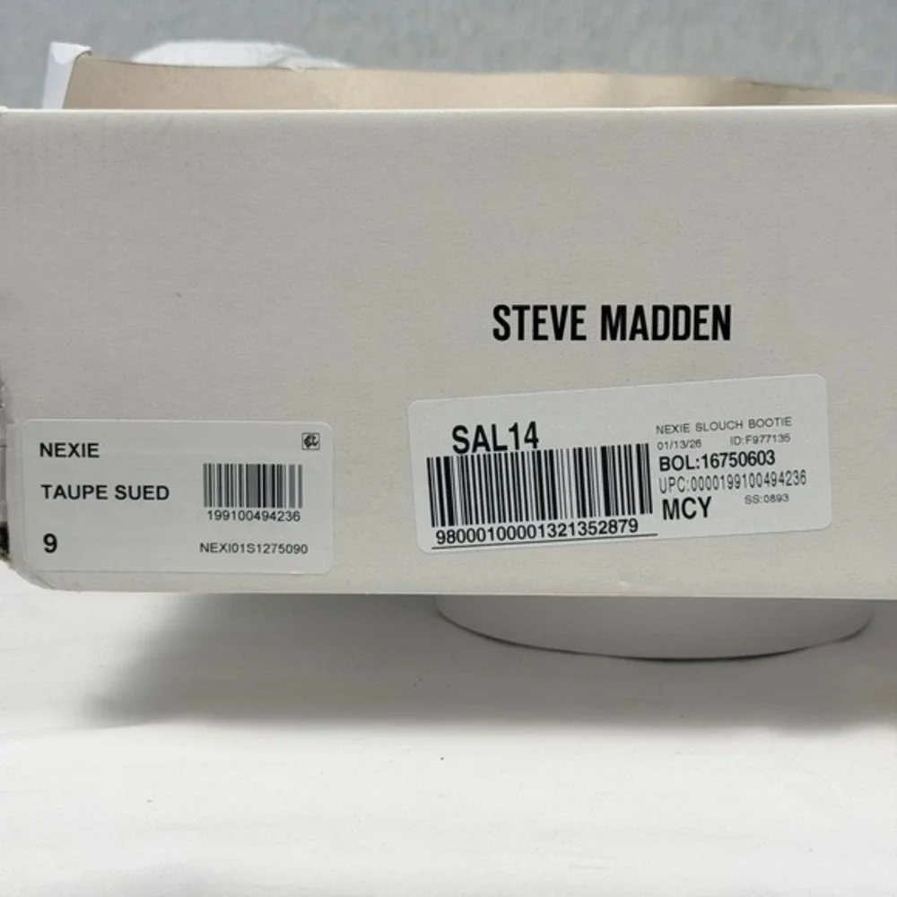 Steve Madden Nexie Slouch Bootie Taupe‎ Suede Pointed Toe Ankle Boots Size 9