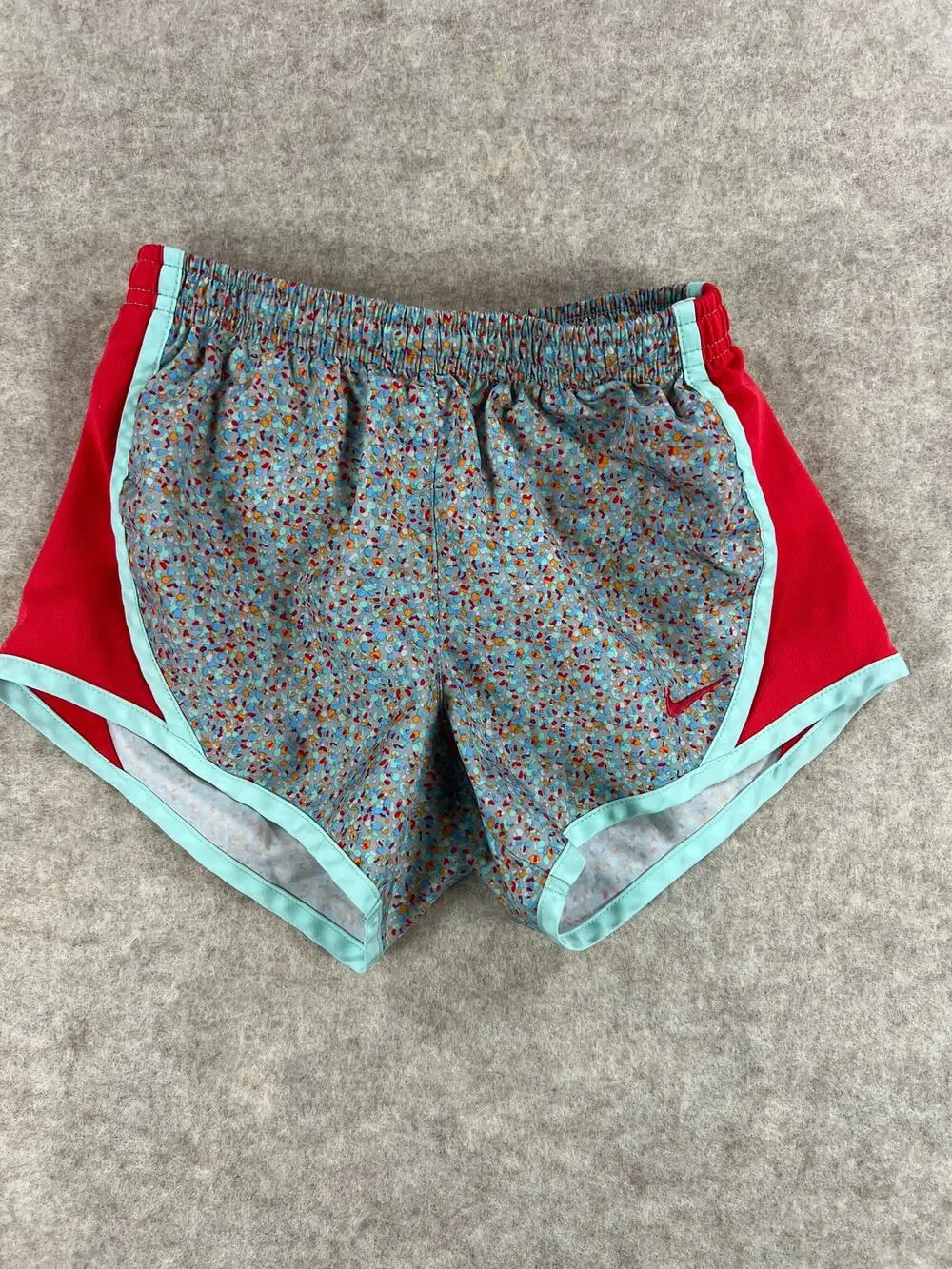 Nike Confetti Print Blue Red Gray Tempo Shorts Girls Small