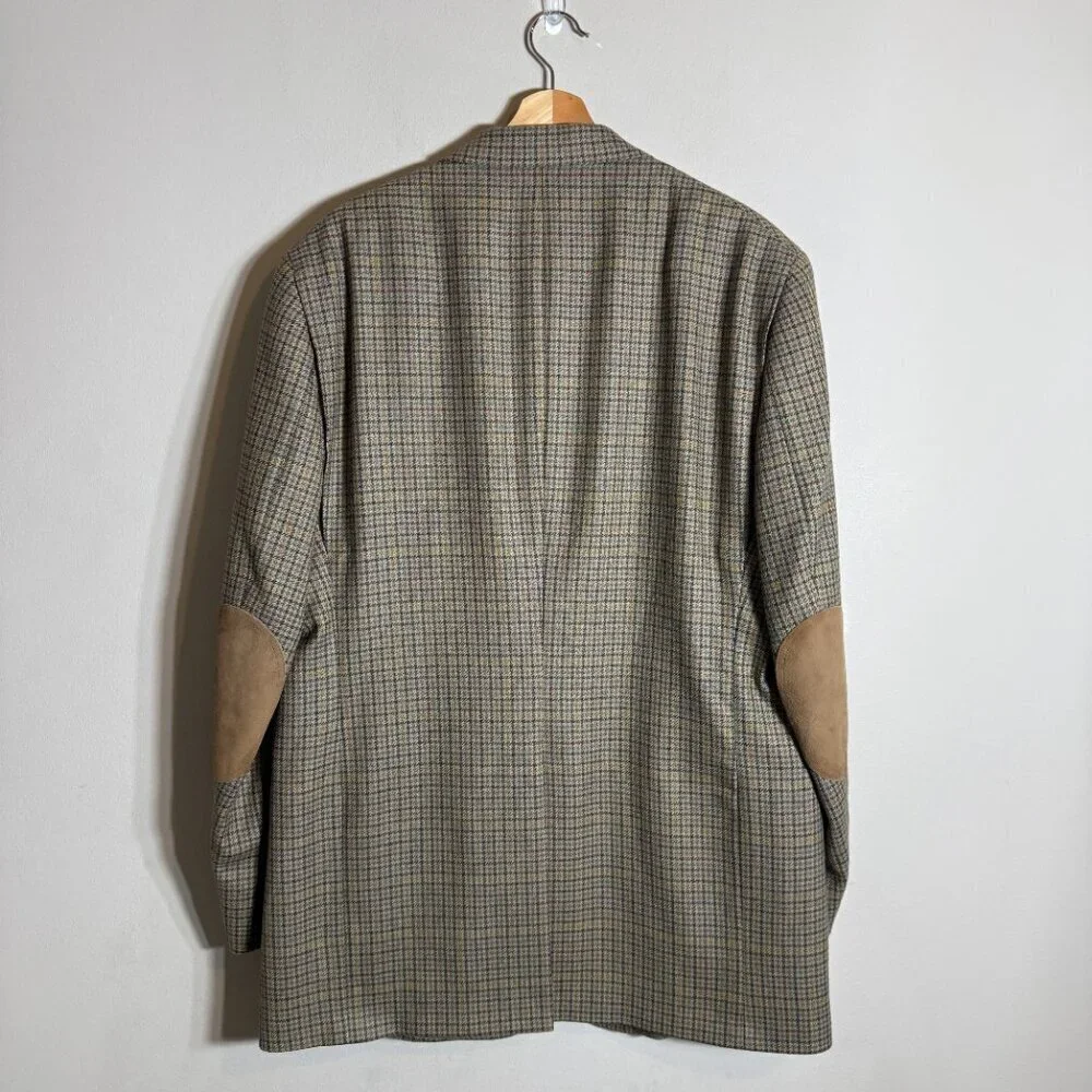 Austin Reed Wool Houndstooth Sport Coat Dinner Jacket Blazer Men's Size 44L Tan
