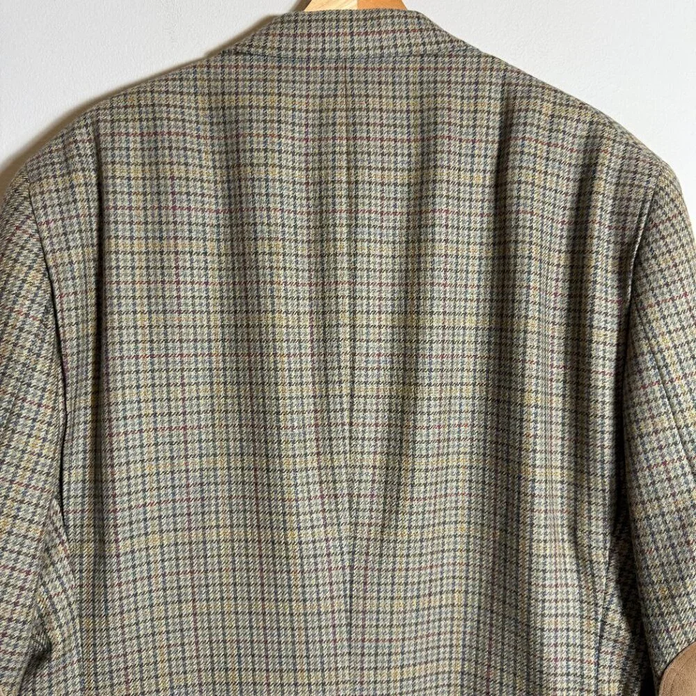 Austin Reed Wool Houndstooth Sport Coat Dinner Jacket Blazer Men's Size 44L Tan