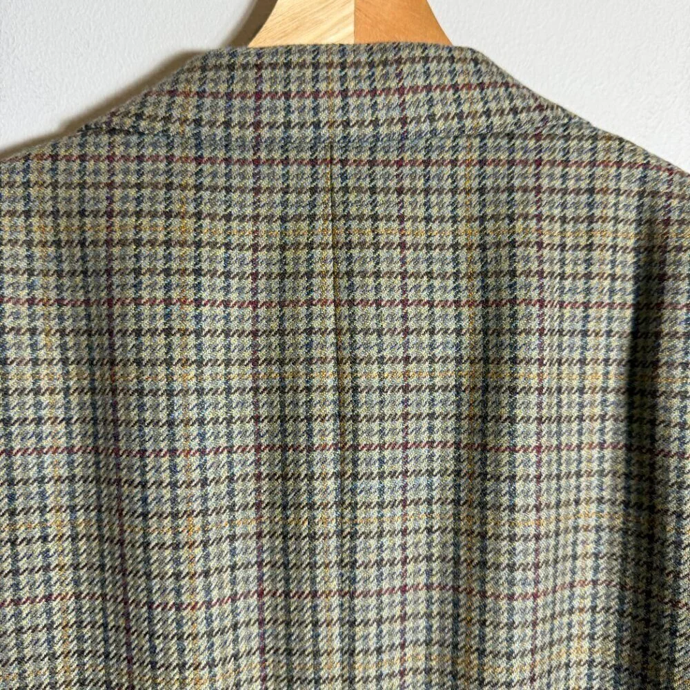 Austin Reed Wool Houndstooth Sport Coat Dinner Jacket Blazer Men's Size 44L Tan