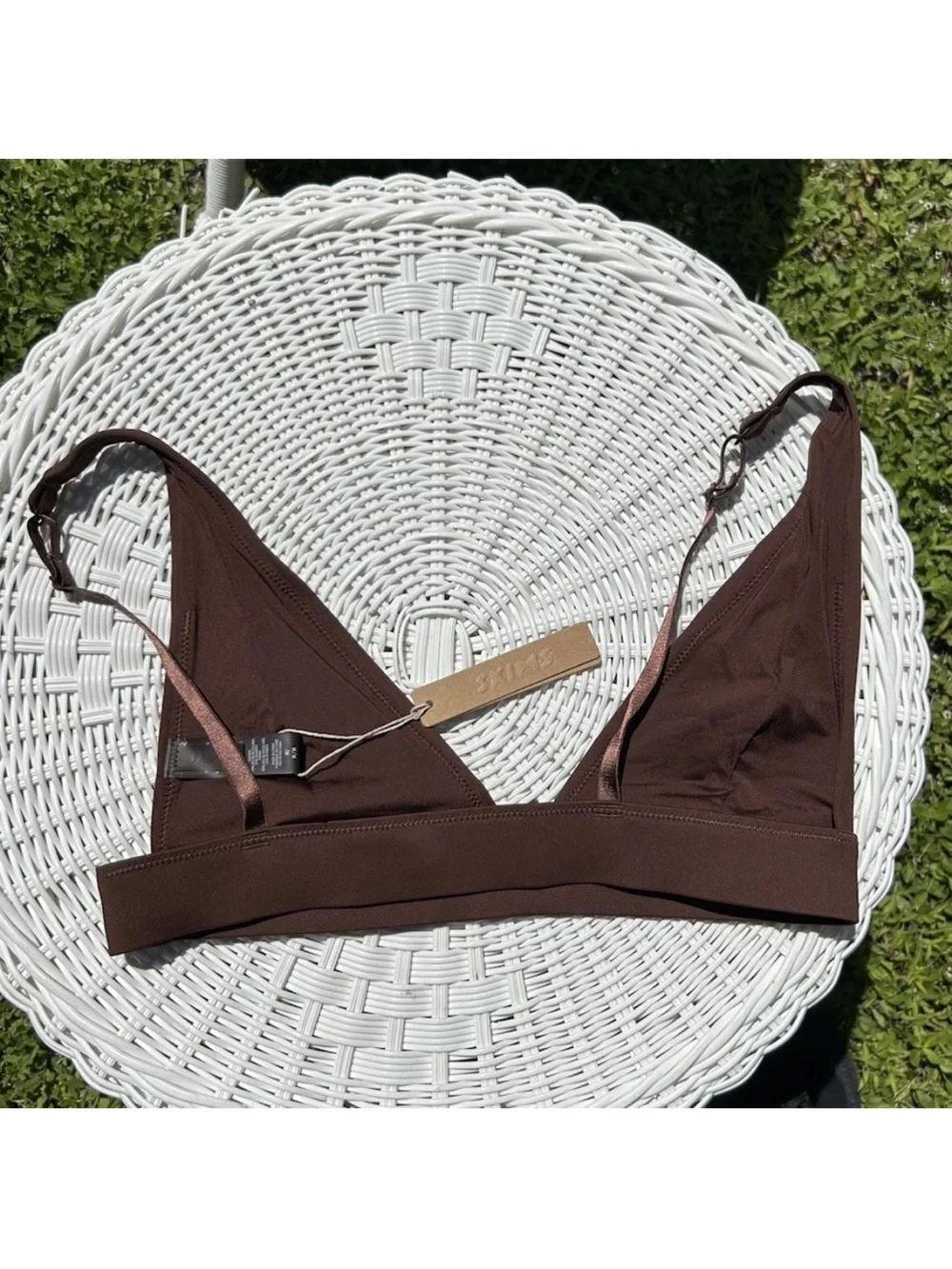 Skims Plunge Bikini Top & Bottom in Cocoa brown Size Medium