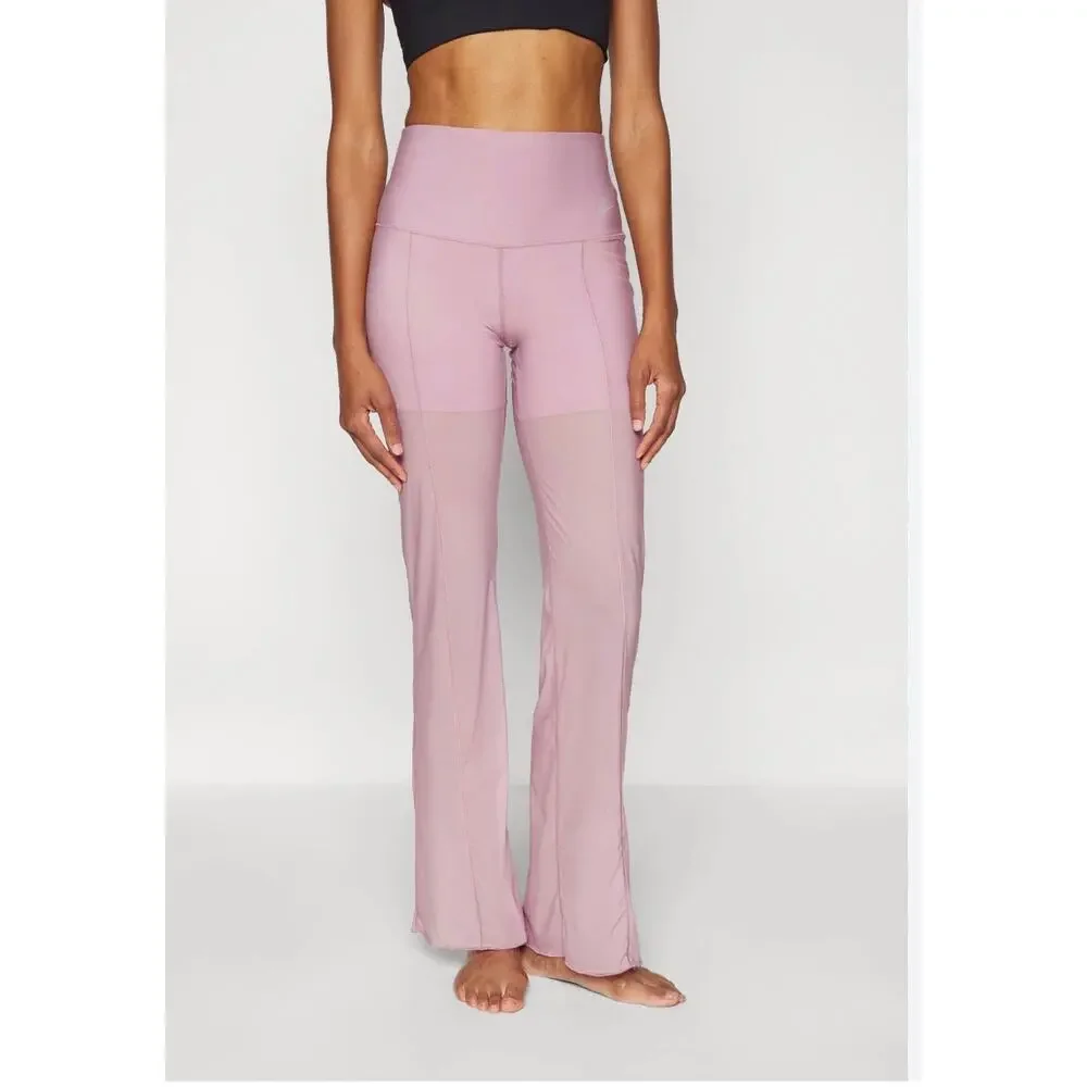 NWOT Nike Zenvy Sheer High-Waisted Full-Length Pants Plum Dust Size Large