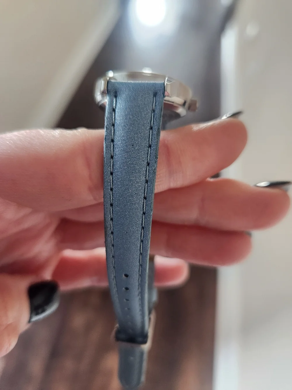 Disney Silver Stainless Steel Watch Back with Light Blue Strap