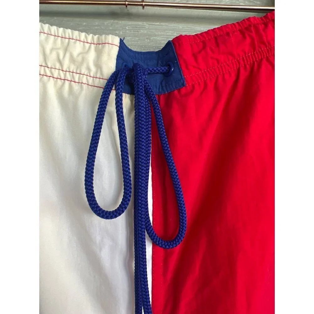 Vintage Tommy Hilfiger Sailing Team Swim Trunks Mens Large Nautical Colorblock