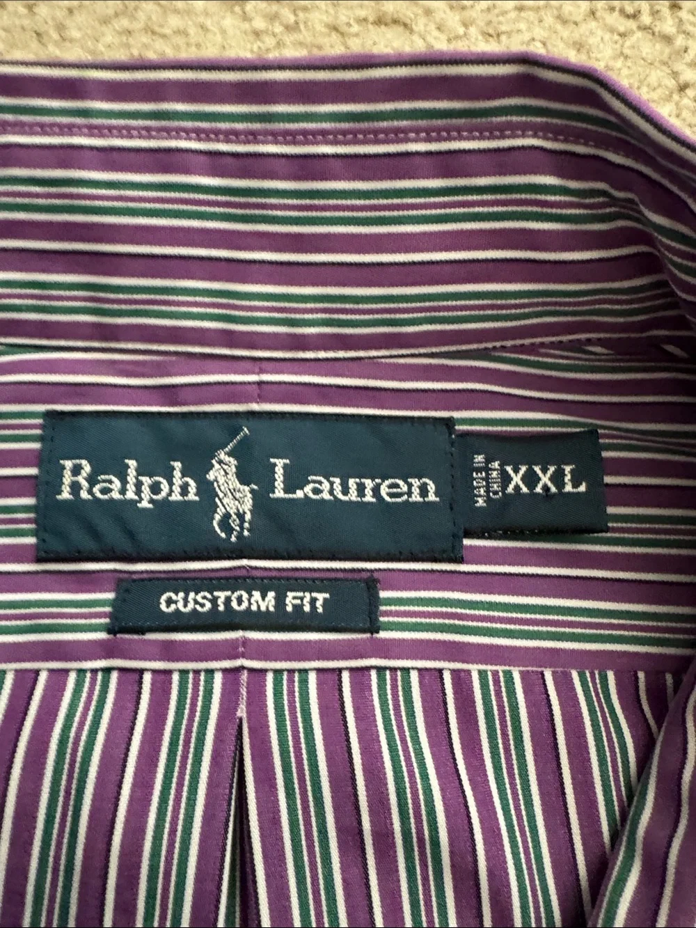 Polo by Ralph Lauren Purple and Green Striped Button-Down Shirt