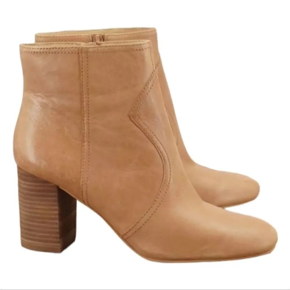 Lucky Brand Womens Sheirin Heeled Ankle Booties Size 9M Tan Leather Western