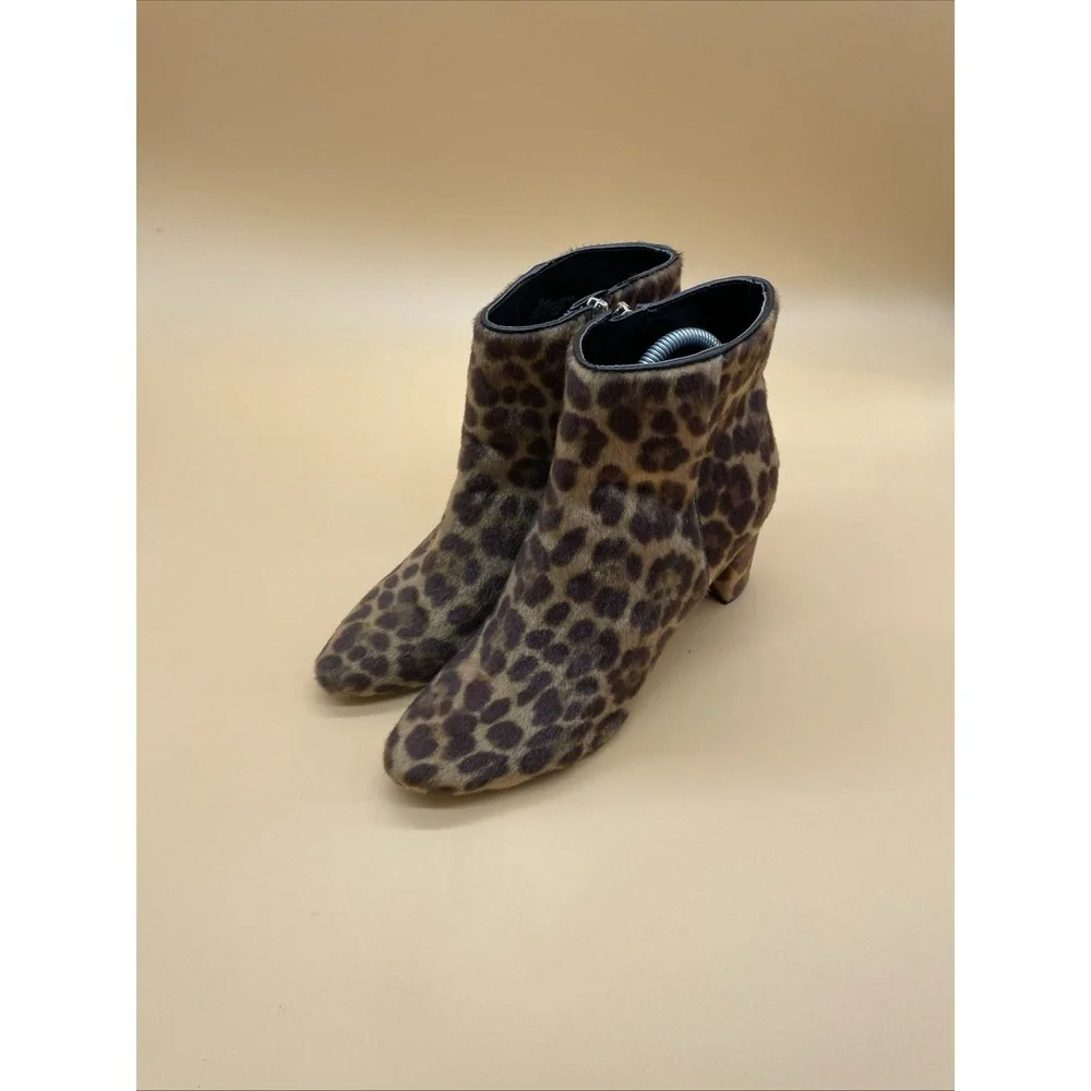 Nine West Faux Fur Cheetah Heeled Boots Size 8 M‎