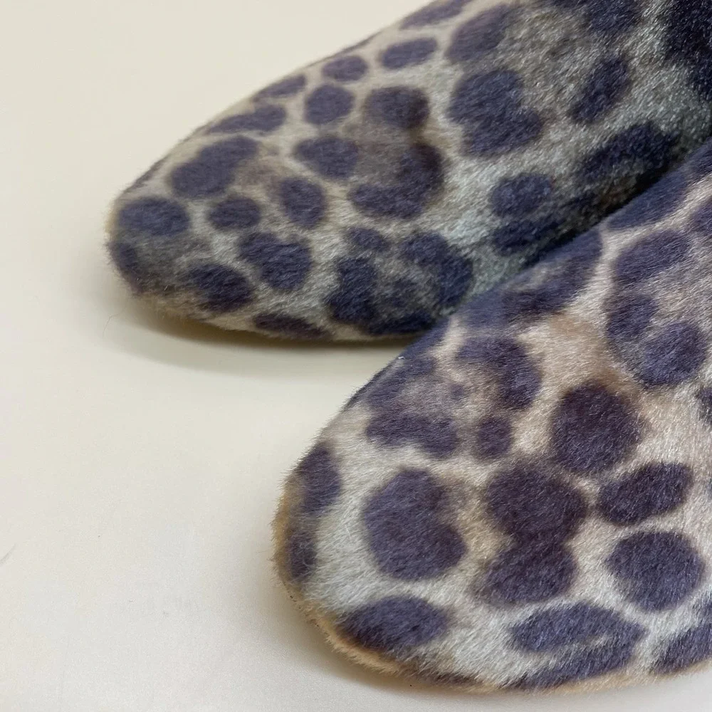 Nine West Faux Fur Cheetah Heeled Boots Size 8 M‎