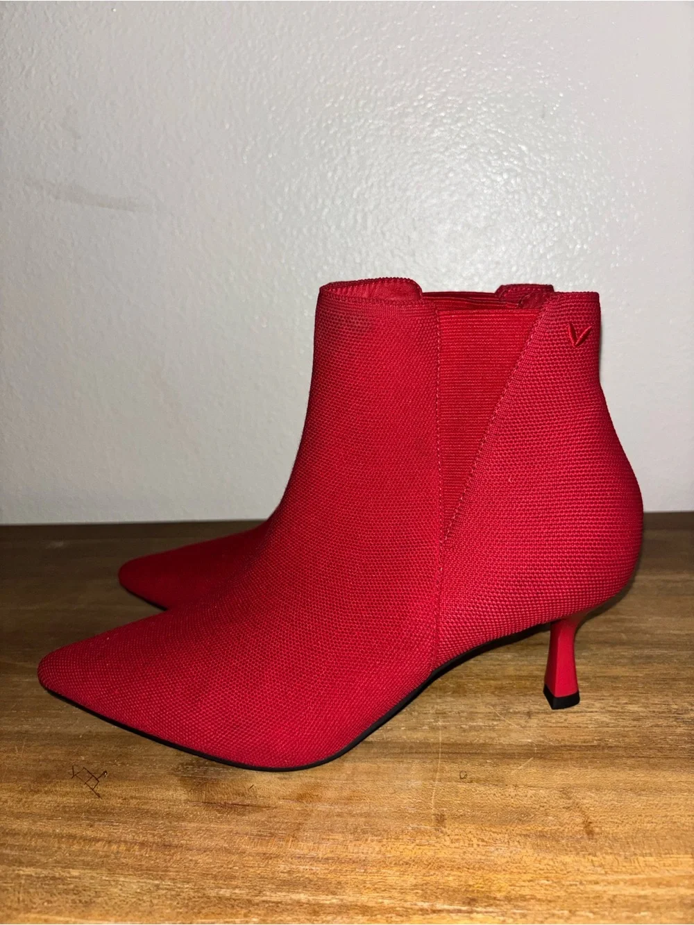 Women's Red Pointed-Toe Ankle Booties with Stiletto Heel
