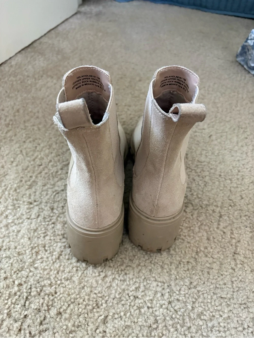 Steve Madden Beige Suede Chelsea Lug Booties