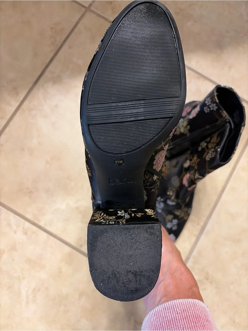 Bar III Black Floral Brocade Ankle Booties size 11