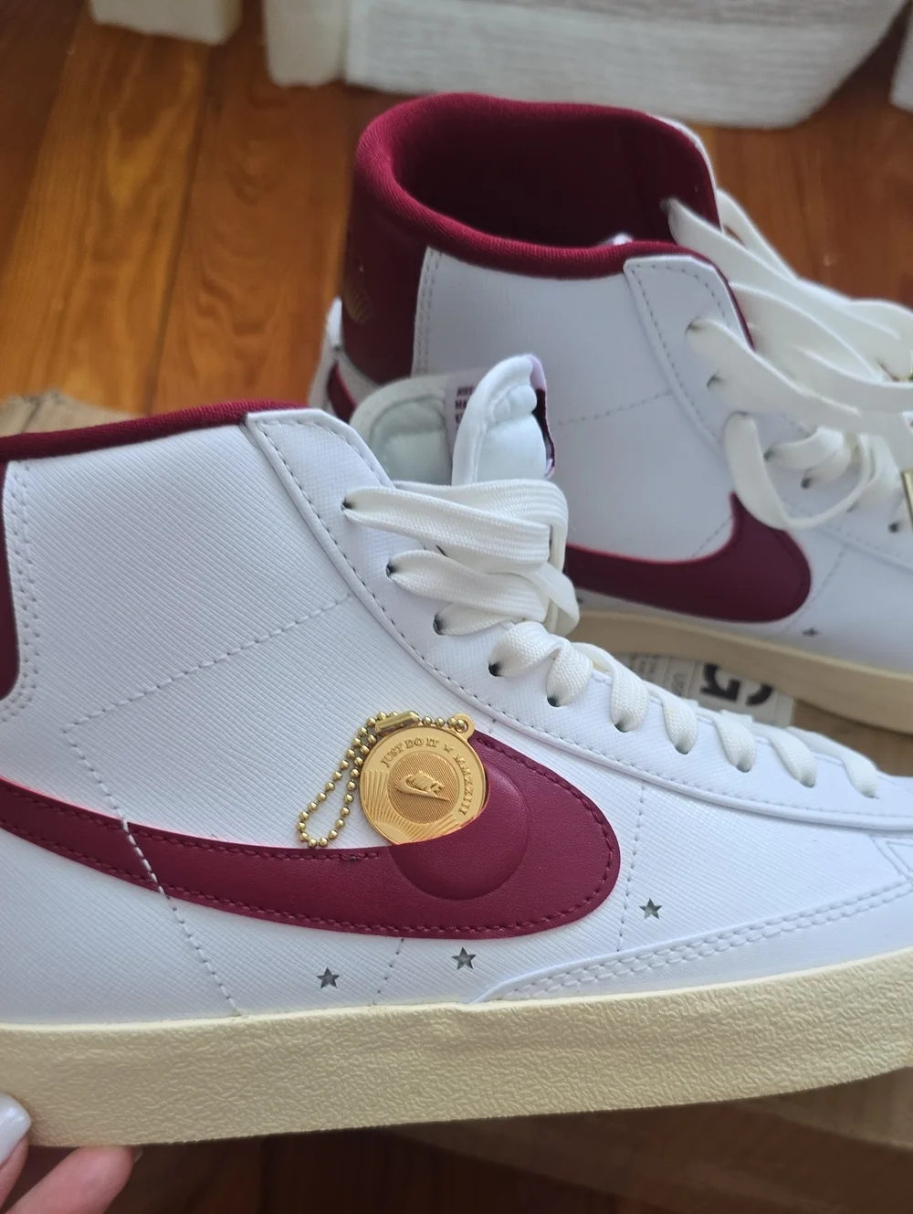 Nike Women's White & Burgundy High-Top Sneakers