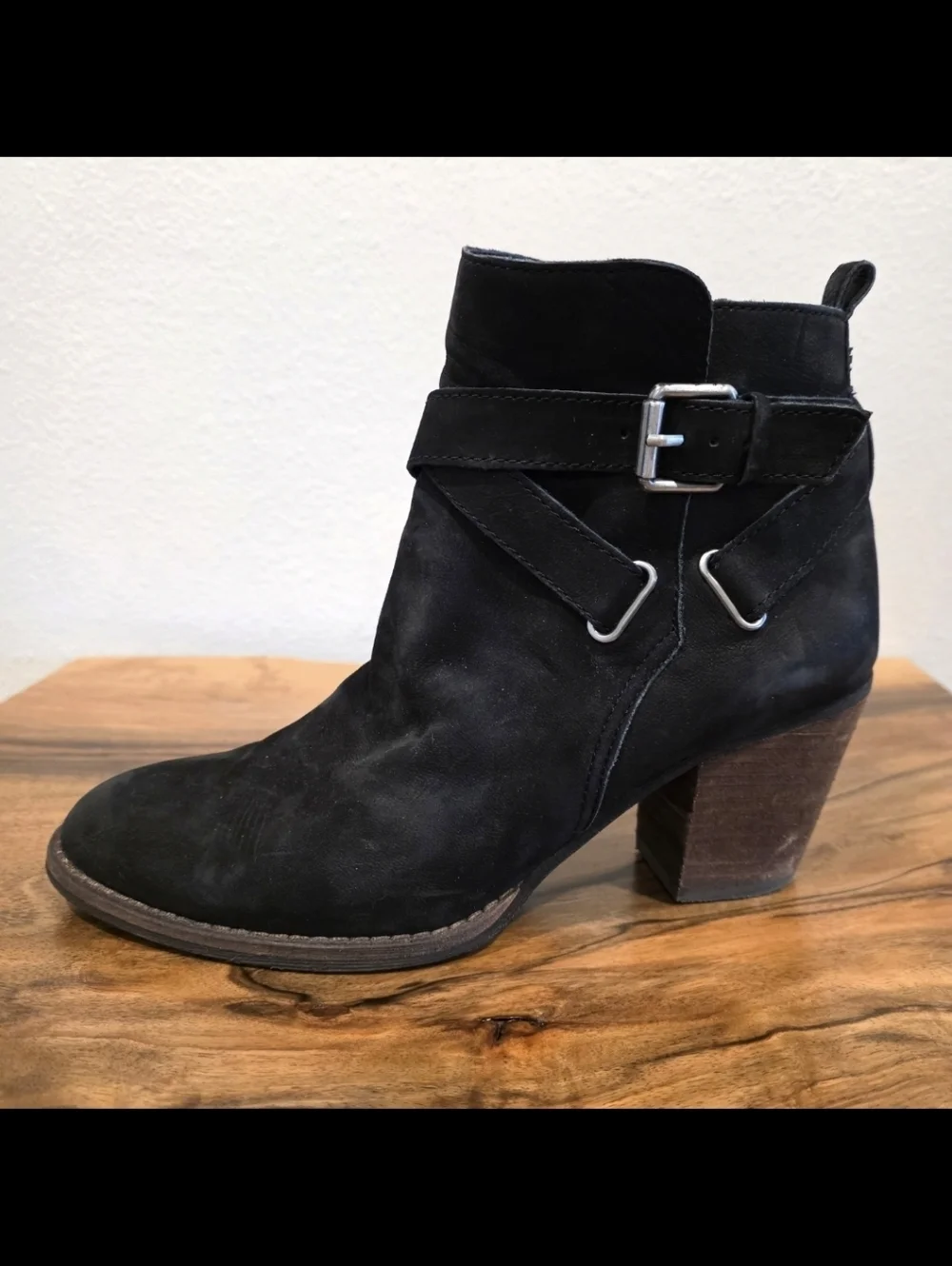 Sam Edelman Morris Black Suede Buckled Booties