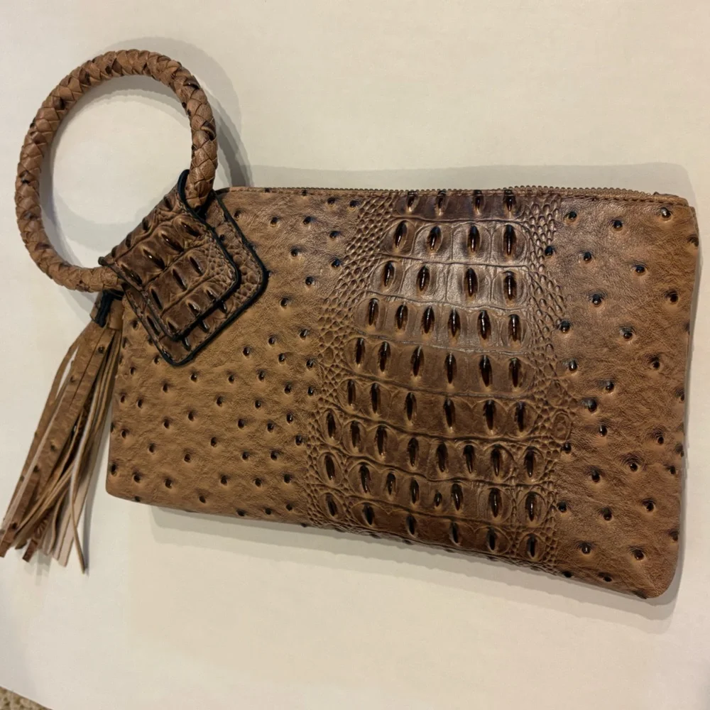 Faux Ostrich wristlet
