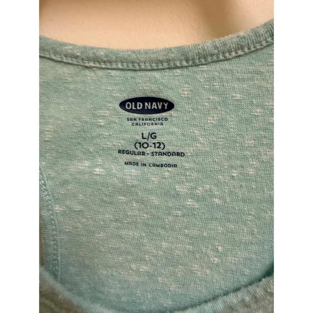 Old Navy Kids Turquoise Heather Racerback‎ Pocket Tank Top Size L 10-12