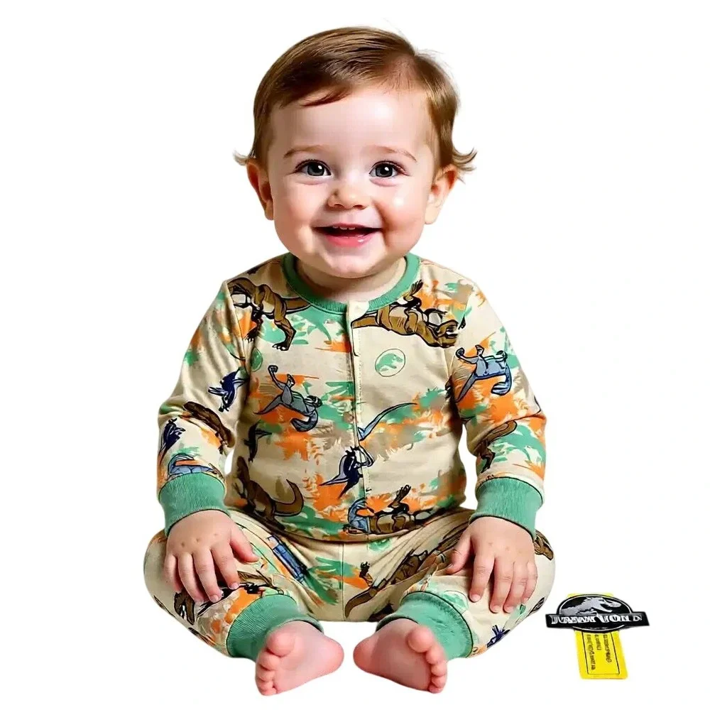 Jurassic World & Bluey Kids Pajamas Bundle 2 Pack Zip‎ Up Sleepers 12 MOs NWT