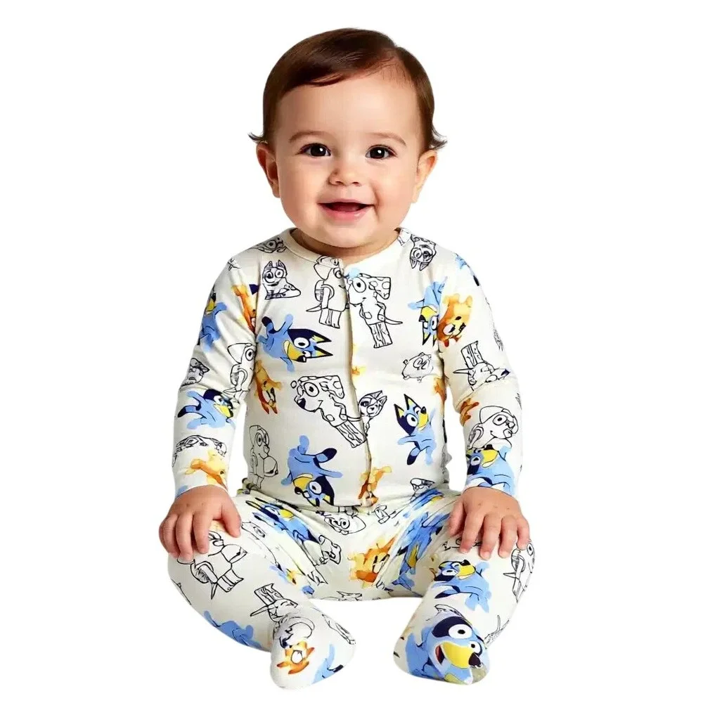 Jurassic World & Bluey Kids Pajamas Bundle 2 Pack Zip‎ Up Sleepers 12 MOs NWT