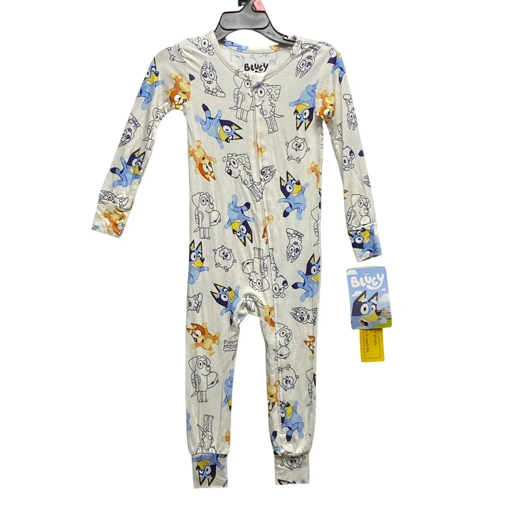 Jurassic World & Bluey Kids Pajamas Bundle 2 Pack Zip‎ Up Sleepers 12 MOs NWT