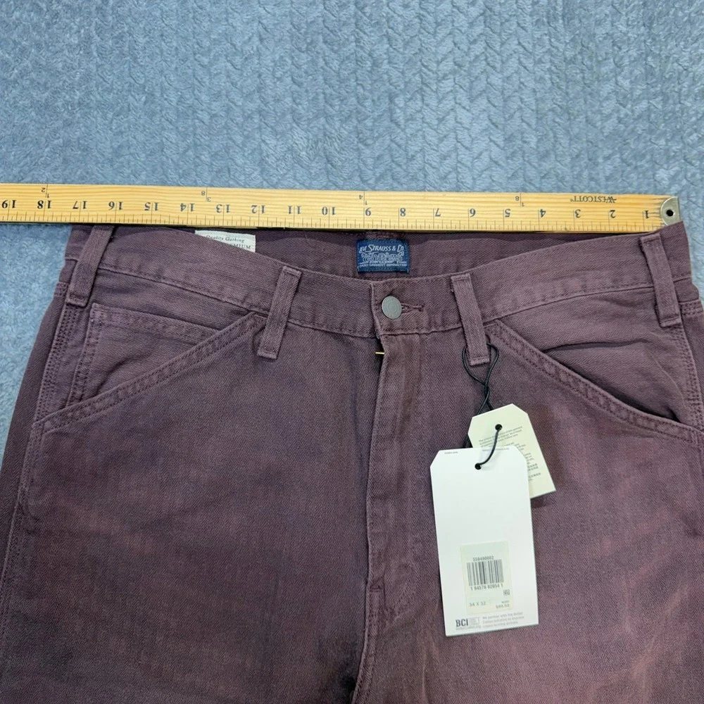 NWT Levi's Stay Loose Carpenter Pants Mens 34x30 Relaxed Burgundy Herringbone