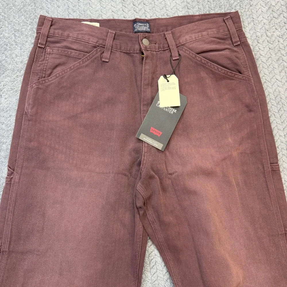 NWT Levi's Stay Loose Carpenter Pants Mens 34x30 Relaxed Burgundy Herringbone
