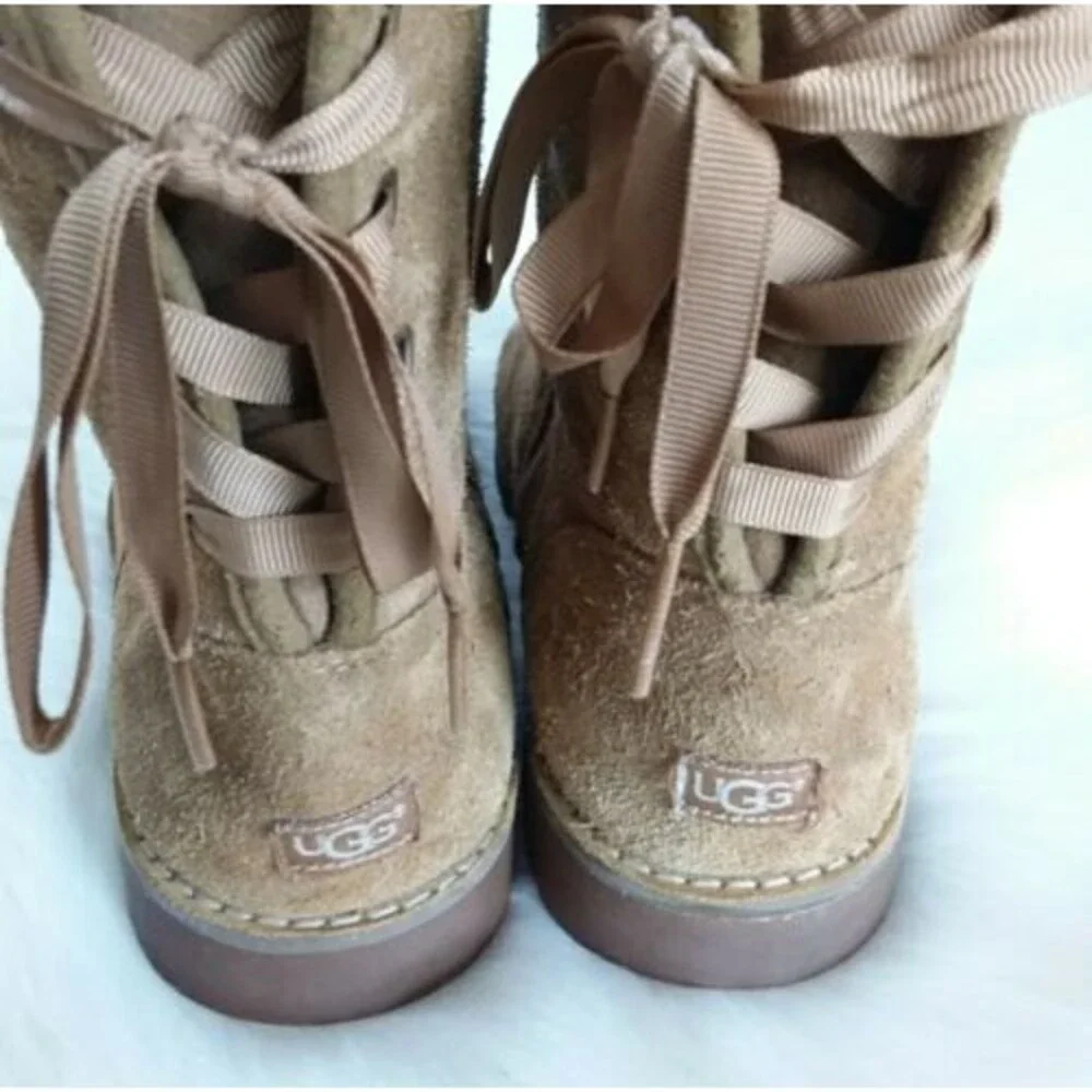 UGG Tan Suede Lace Back Short Boot 5