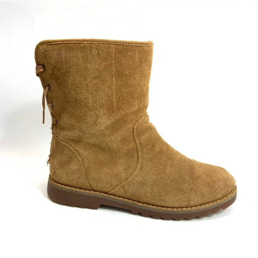 UGG Tan Suede Lace Back Short Boot 5