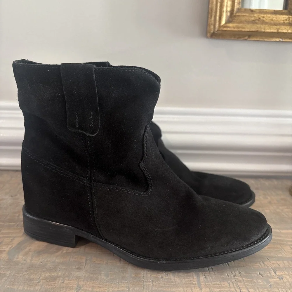 Anthropologie Hidden Wedge Booties Black‎ Size 36