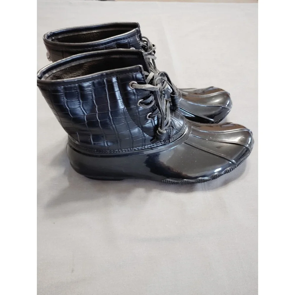 Seven7 Boots Goose Wool Rubber Duck Ankle Booties Fleece Lined Women Black‎ 9