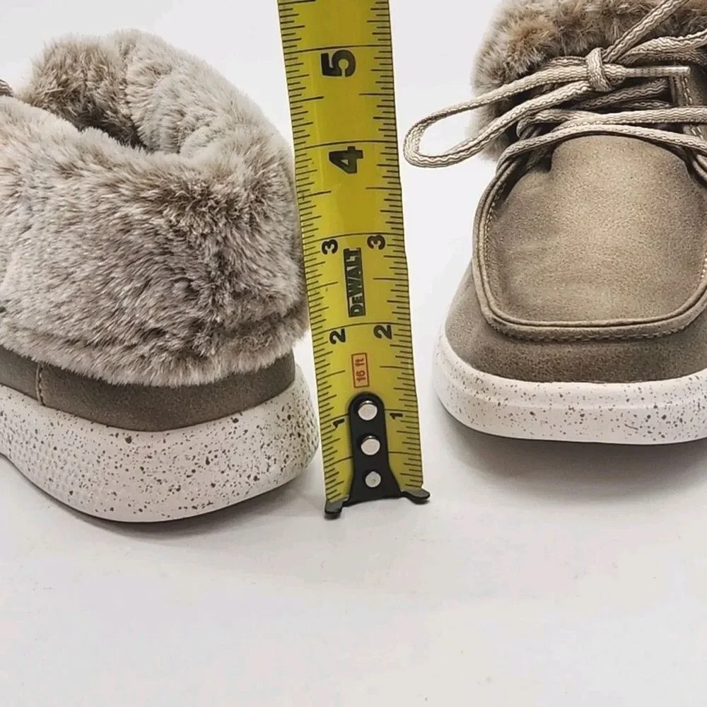 Bobs Shoe Skipper Hang Glider Boot Wide Fit Women Sz 7 Taupe Foam Fur 113443W