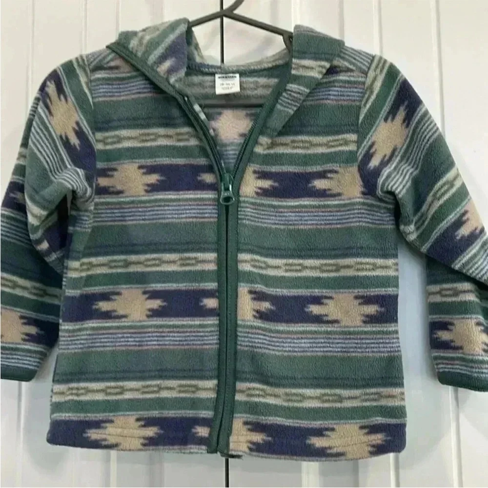 Old Navy Cozy Green and Blue Geometric Sweatshirt