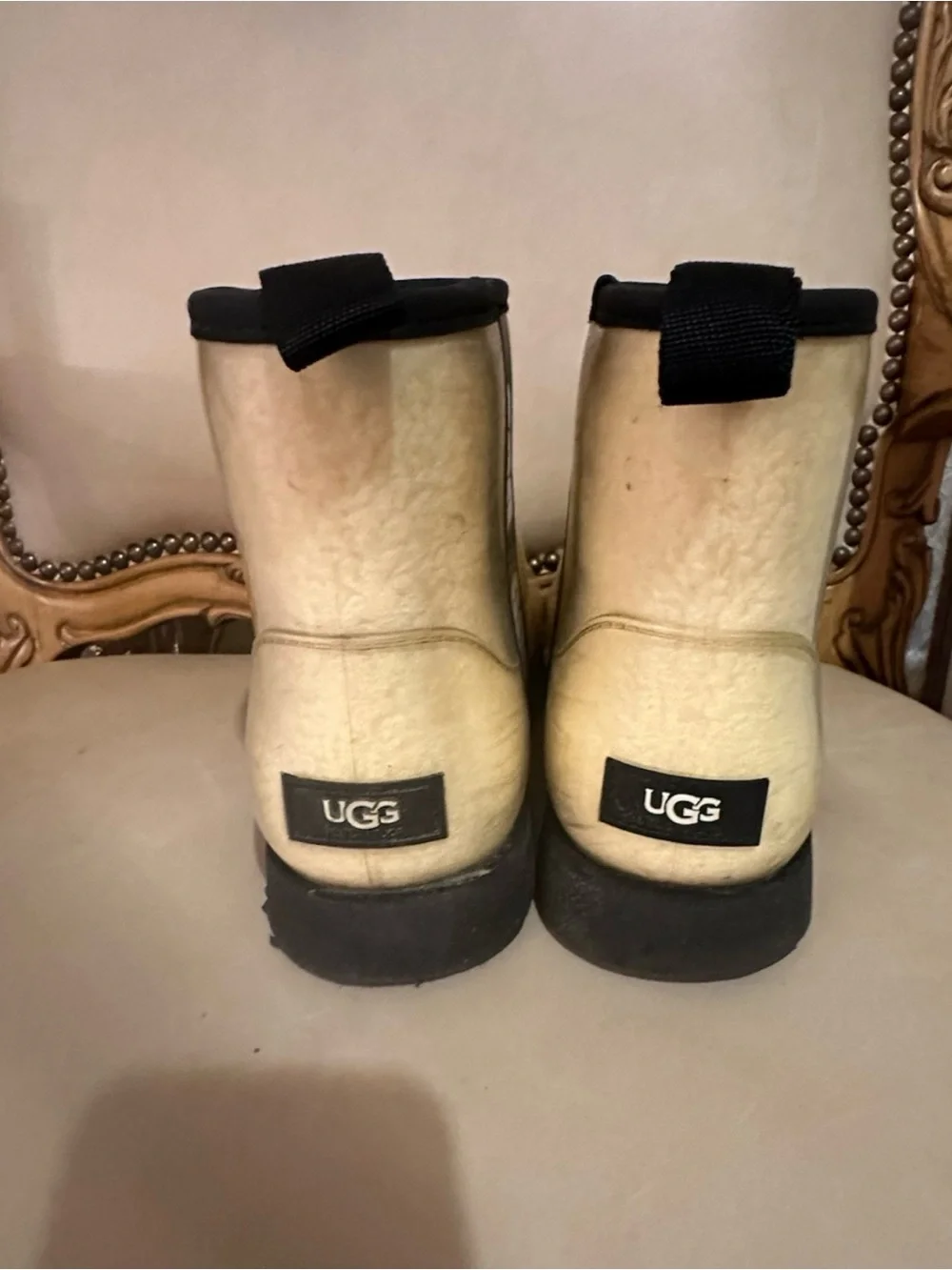 UGG Classic Clear Mini Boots Natural/Black Waterproof Size 9