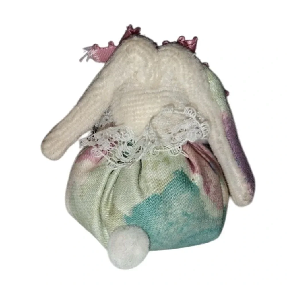 Sheri Nickell 1987 Pink Floral Bunny Rabbit‎ Ornament Vintage Easter Decor